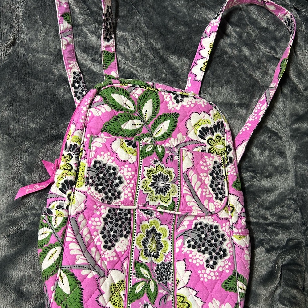 Vera Bradley Pink and Green Floral Backpack
